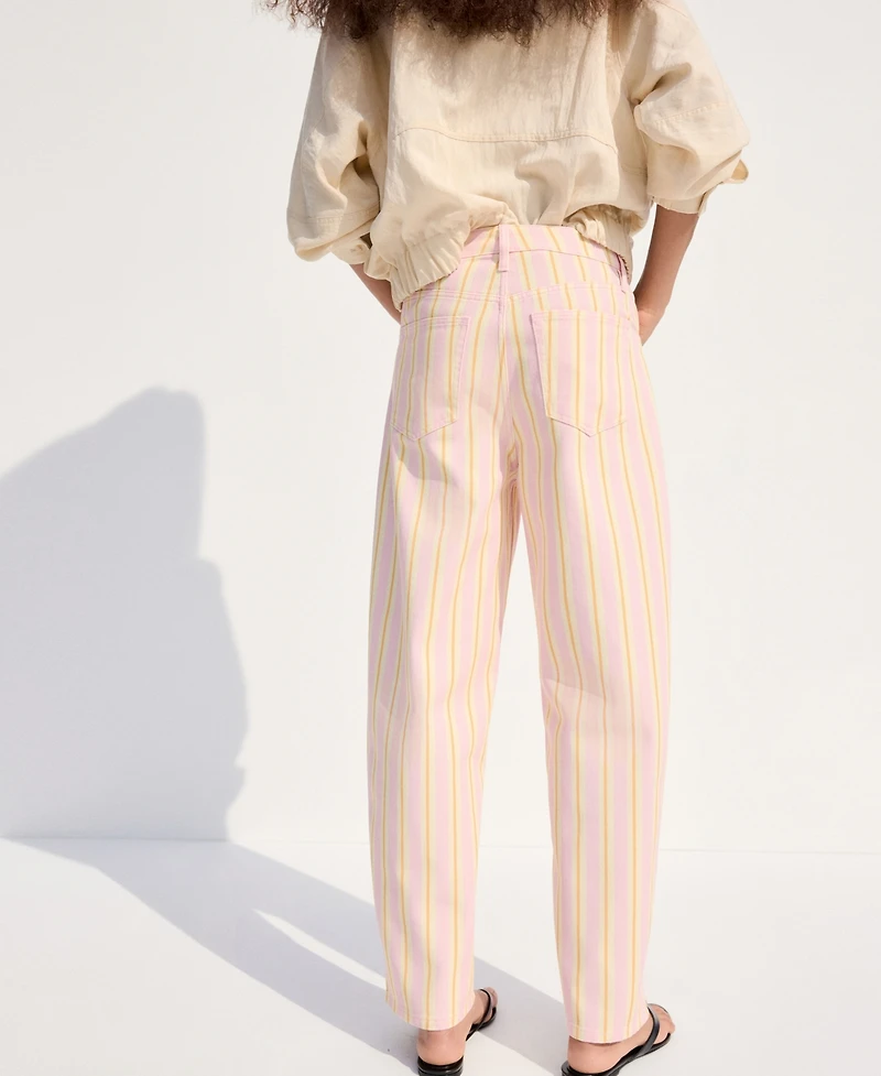 Mango Women's Striped Balloon Jeans