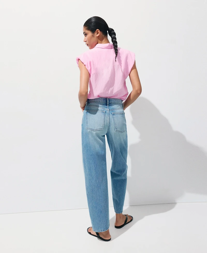 Mango Women's Embroidery Striped Shirt