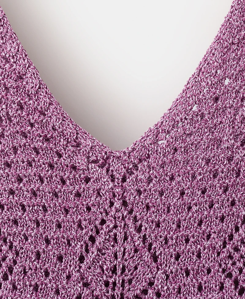 Mango Women's Scalloped Ruffle Crocheted Lurex Top