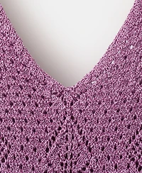 Mango Women's Scalloped Ruffle Crocheted Lurex Top