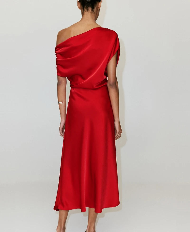 Mango Women's Asymmetrical Satin Dress