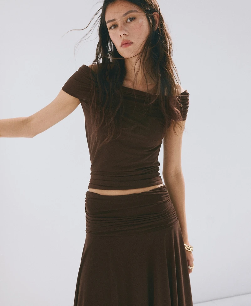 Mango Women's Asymmetrical Chiffon Skirt