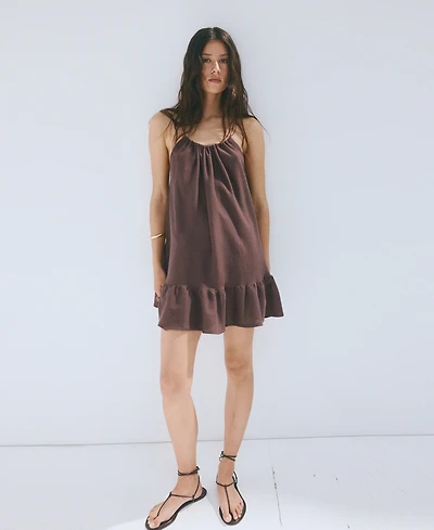 Mango Women's Gathered Neckline Knit Dress
