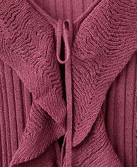 Mango Women's Ruffled Detail Textured Knit Cardigan sweater