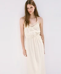 Mango Women's Openwork Embroidery Crinkled Dress