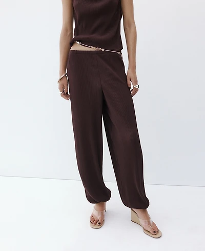 Mango Women's Textured Baggy Pants