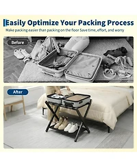 2 Tier Bamboo Shelf, 20 Inch Standing Storage Rack with 150 Lb Capacity for Bedroom, Guest Room, Hotel