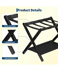 homfan Set of 2 Bamboo Shelf, 20 Inch Standing Storage Rack with 150 Lb Capacity for Bedroom, Guest Room, Hotel