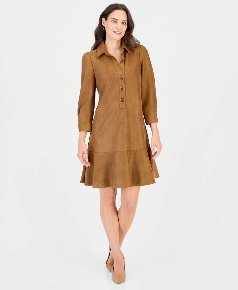 Robbie Bee Petite Faux-Leather Shift Dress