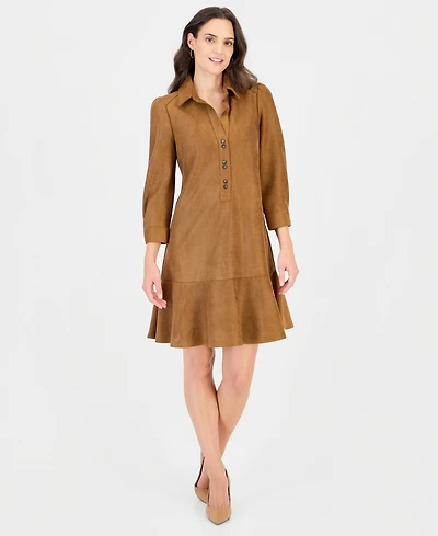 Robbie Bee Petite Faux-Leather Shift Dress