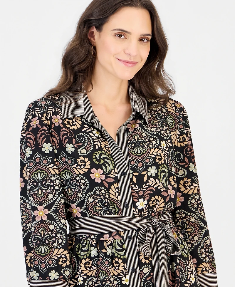 Robbie Bee Petite Scuba Crepe A-Line Shirt Dress