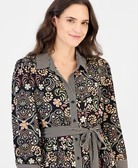 Robbie Bee Petite Scuba Crepe A-Line Shirt Dress