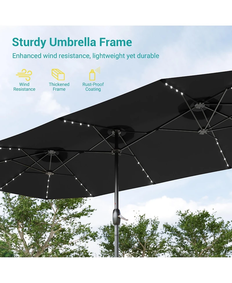Sonkuki Enhance Your Outdoor Oasis with 15×9 Feet Led Double-sided Patio Umbrella - Stylish, Durable, and Sun-Protective!