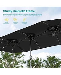 Sonkuki Enhance Your Outdoor Oasis with 15×9 Feet Led Double-sided Patio Umbrella - Stylish, Durable, and Sun-Protective!