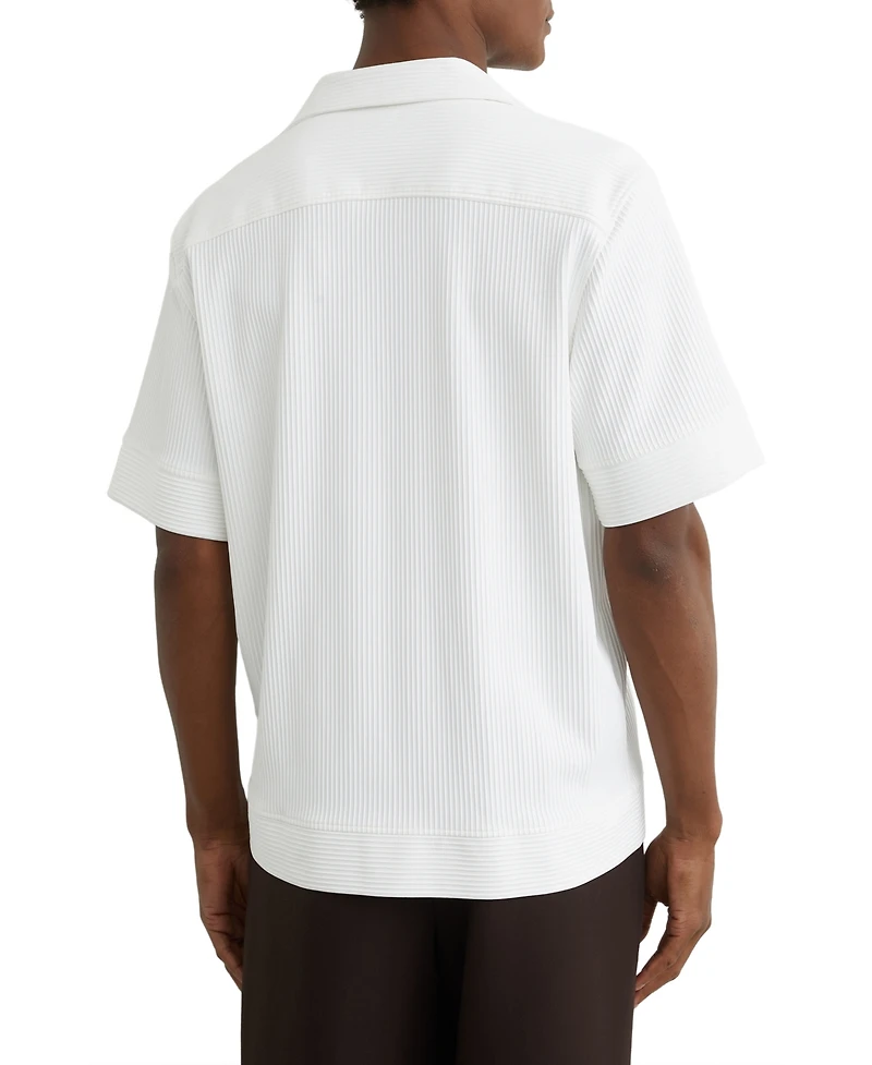 Reiss Men's Odessa Ribbed Cuban-Collar Shirt