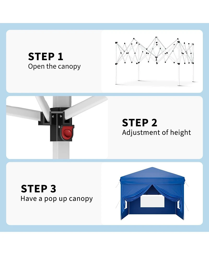 gaomon Pop Up Canopy Tent 10x10ft with 4 Removable Sidewalls - Outdoor Sun Shade Gazebo - 3 Adjustable Heights Great for Backyard, Camping, Parties
