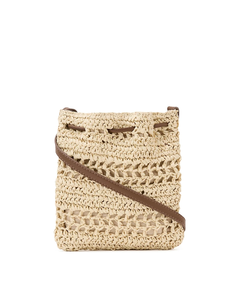 Reiss Women's Esme Raffia Effect Mini Cross-Body Handbag