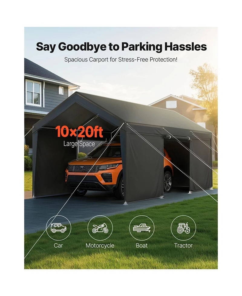Vevor Carport Car Canopy Heavy Duty Outdoor Car Shelter with Sidewalls