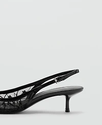 Mango Women's Kitten-Heel Sequins Embroidered Shoes