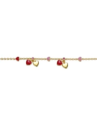 GiGiGirl Kids 14k Gold Plated Red Enamel Dangle Heart Charm Bracelet for Toddler/Kids