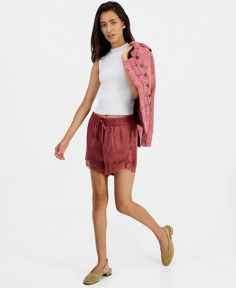 And Now This Women's Pull-On Satin Lace Shorts, 1-5/8" Inseam, Macy's Exclusive