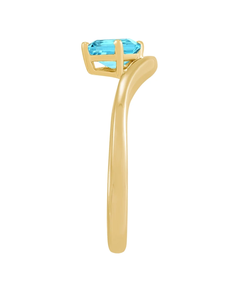 Macy's Swiss Blue Topaz (5/8 ct. t.w.) & Diamond Accent Ring in 14k Yellow Gold-Plated Sterling Silver