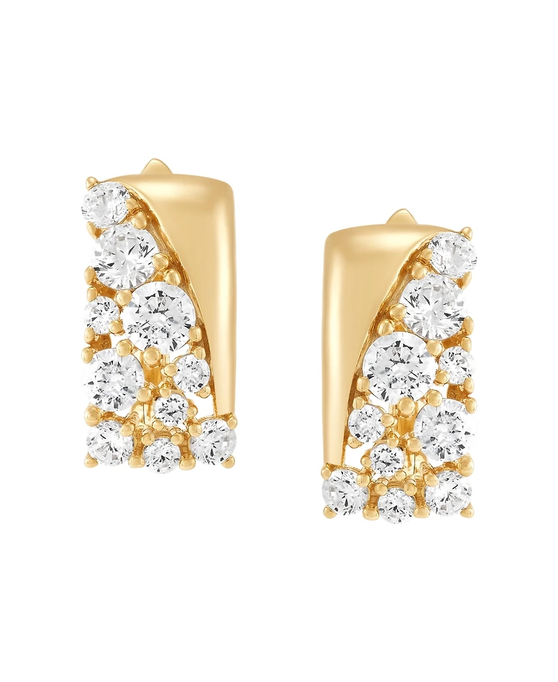 Macy's Lab-Grown White Sapphire (2 ct. t.w.) Hoop Earrings in 14k Yellow Gold-Plated Sterling Silver