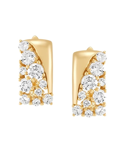 Macy's Lab-Grown White Sapphire (2 ct. t.w.) Hoop Earrings in 14k Yellow Gold-Plated Sterling Silver