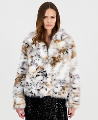 Anne Klein Women's Cropped Animal-Print Faux-Fur Jacket