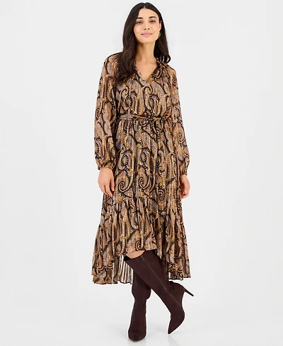I.n.c. International Concepts Petite Long-Sleeve High-Low Chiffon Dress, Macy's Exclusive