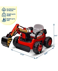 homfan Kids Electric Excavator Ride-On with Working Arm, 4WD & Remote Control, Ages 3+