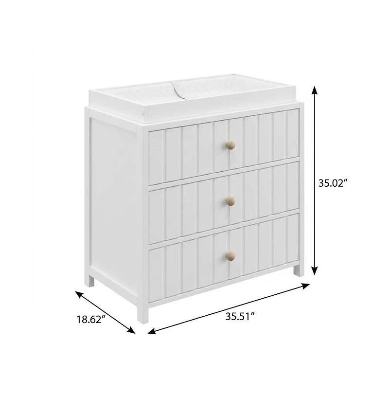 Graco Teddi 3 Drawer Chest with Changing Table Topper (White)