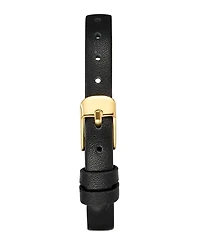 Adornia Women's Gold Milan Black Leather Band and Black Face Watch