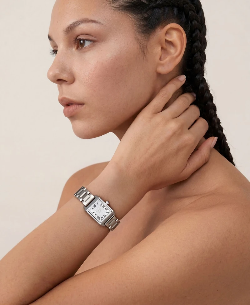 Adornia Women's Silver Berlin White Face Watch