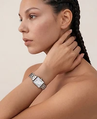 Adornia Women's Silver Berlin White Face Watch