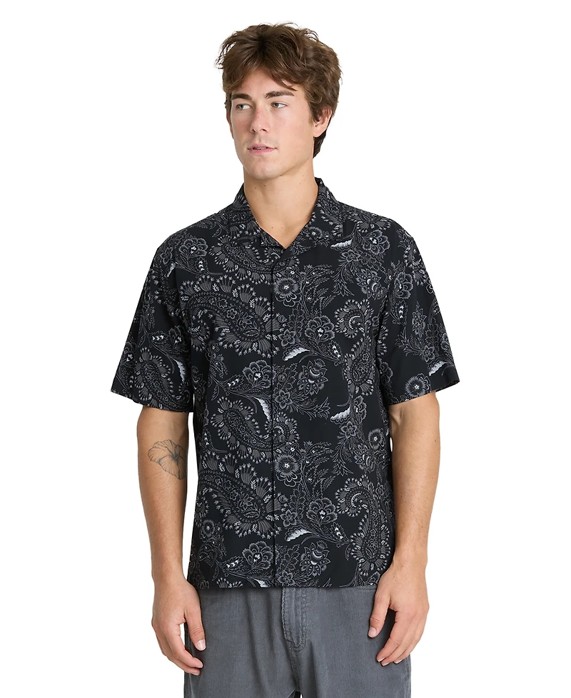 Quiksilver Men's Cotton Viscose Blend Collared Button-Up Shirt