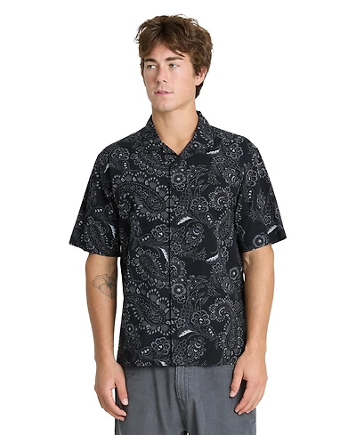 Quiksilver Men's Cotton Viscose Blend Collared Button-Up Shirt