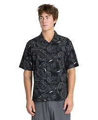 Quiksilver Men's Cotton Viscose Blend Collared Button-Up Shirt