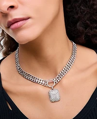 I.n.c. International Concepts Pave Square Statement Pendant Necklace, 16-1/2" + 3" extender, Macy's Exclusive