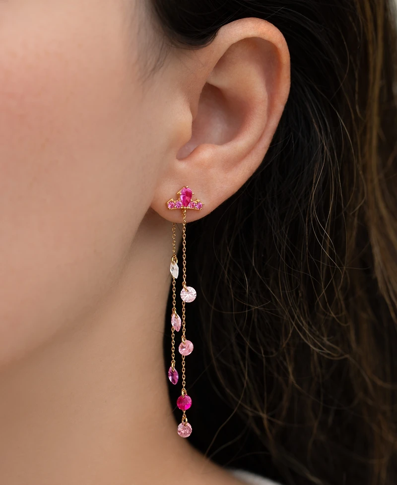 Girls Crew Crystal Disney Princess Sleeping Beauty Aurora Crown Dangle Earrings