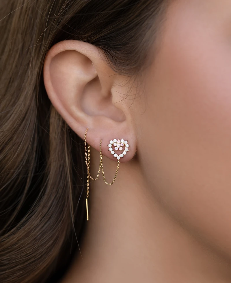 Girls Crew Crystal Heartstring Threader Earrings