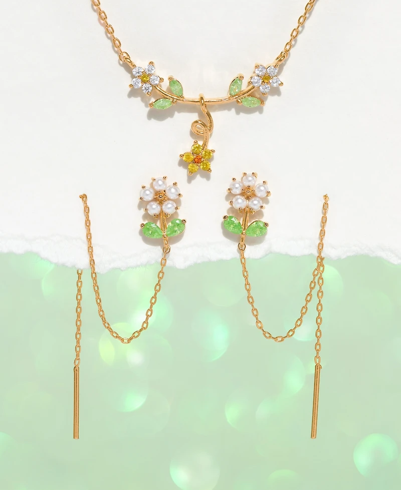 Girls Crew Crystal Daisy Petal Threader Earrings