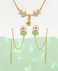 Girls Crew Crystal Daisy Petal Threader Earrings