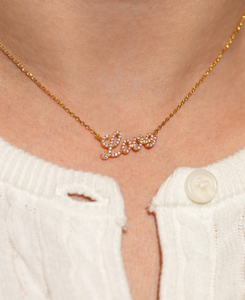 Girls Crew Gold-Plated Crystal Love Script Necklace