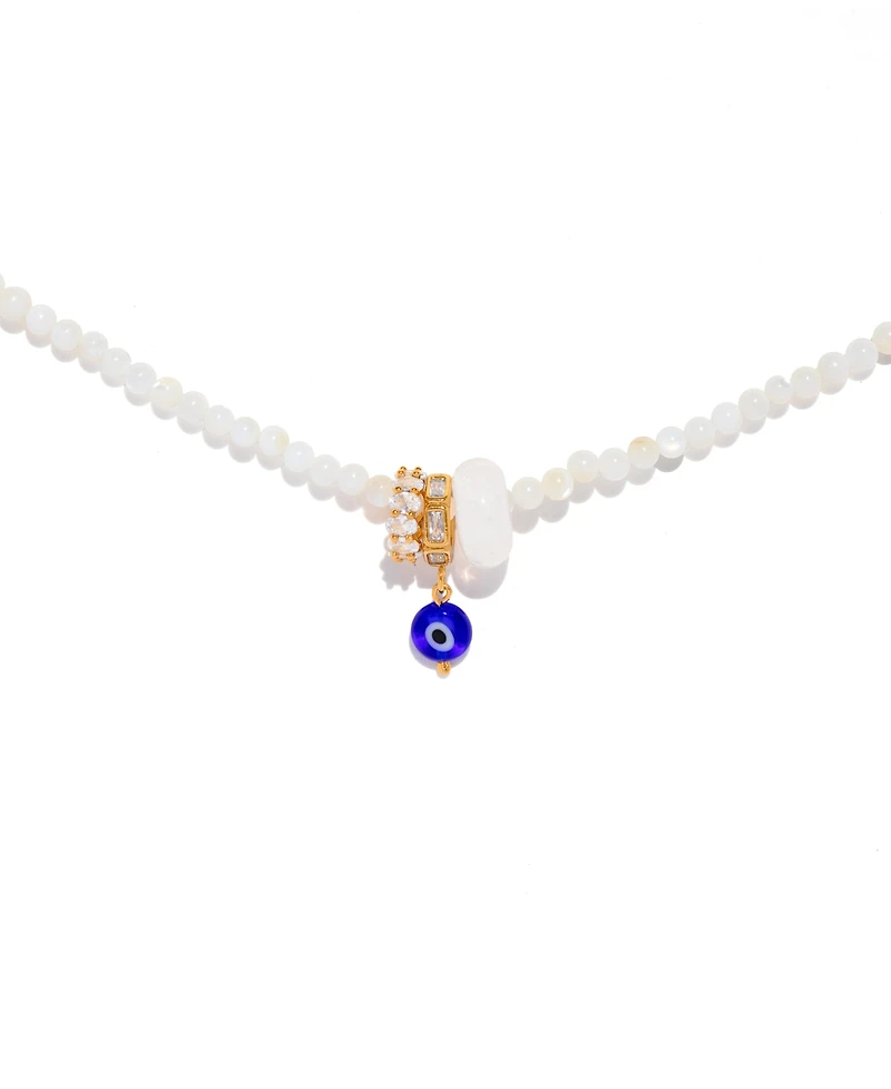 Girls Crew Crystal Evil Eye Charm Beaded Necklace