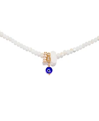 Girls Crew Crystal Evil Eye Charm Beaded Necklace