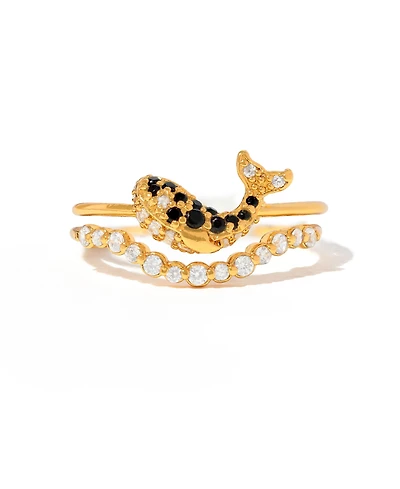 Girls Crew Crystal Orca Whale Ring Set