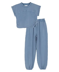 Tween Diva Girls' 7-12 Washed Jersey Knit Crossover T-Shirt and Jogger Pants, 2-Piece Set