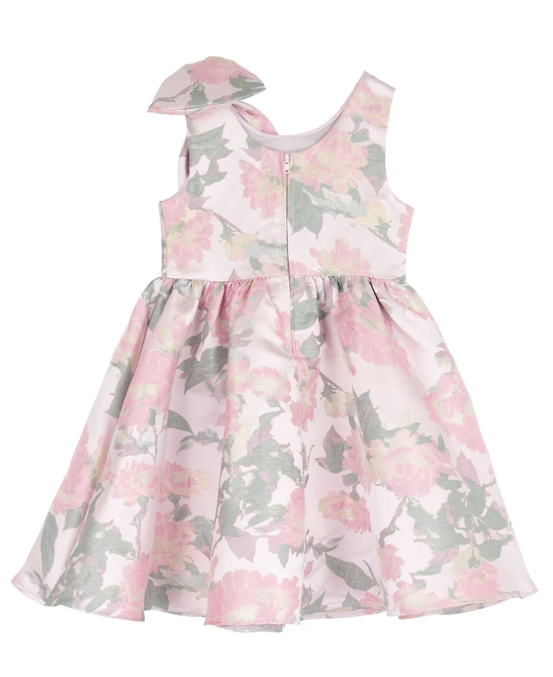 Rare Editions Girls' 2T-6X Brocade Bow Shoulder Dress