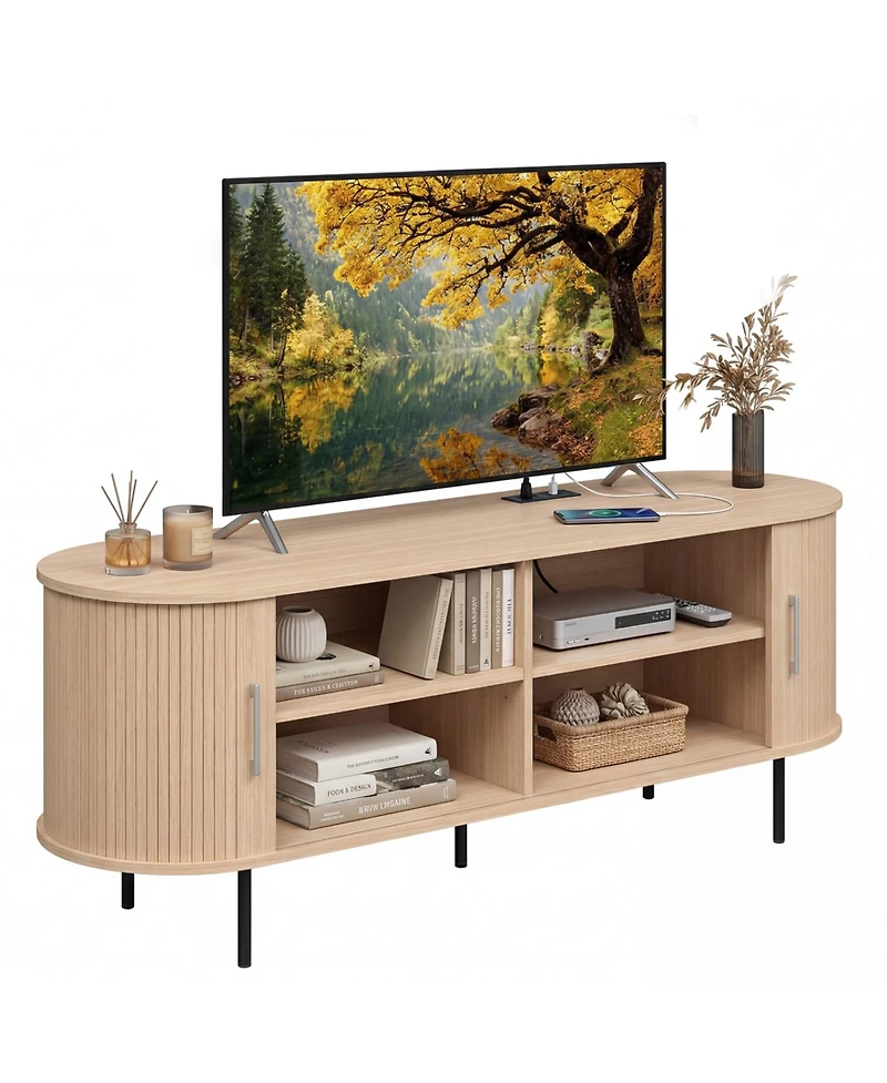 Slickblue Mid-Century Curved Tv Stand for TVs up to 60 Inches